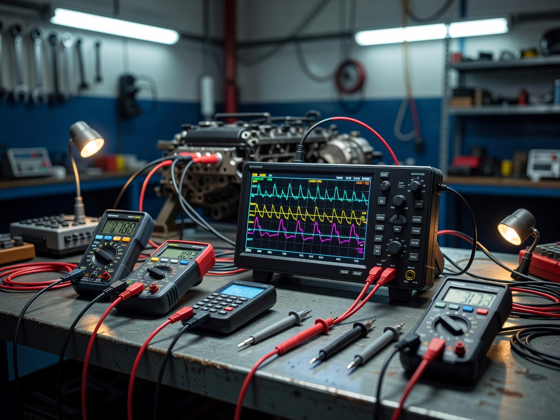 Automotive oscilloscope and electrical test equipment used for inspection