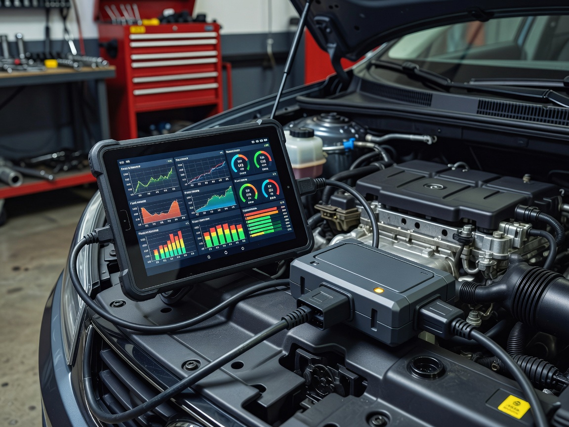 Vehicle diagnostic tablet connected to an automotive diagnostic interface